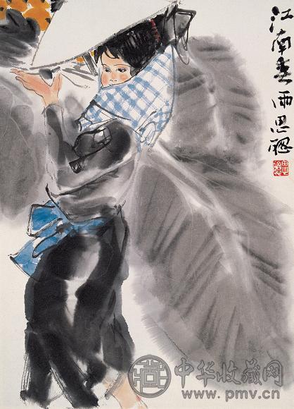 周思聪 江南春雨 立轴 设色纸本