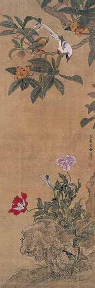 沈铨(款) 苍鸟图 立轴 设色绢本