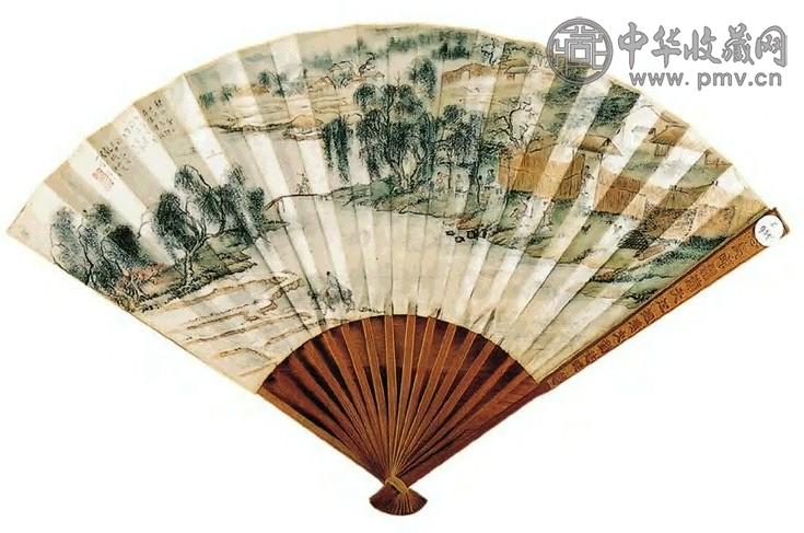 吴青霞 耕织图 扇面 纸本设色