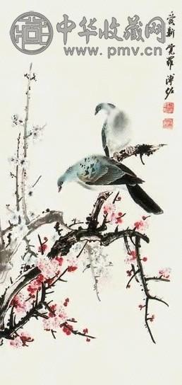 溥佐 梅花双鸟 镜心 纸本