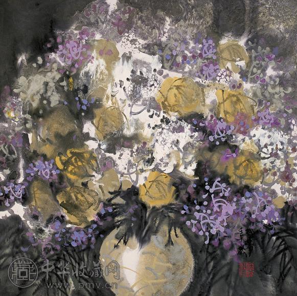 徐希 2002年作 瓶花 镜心 设色纸本