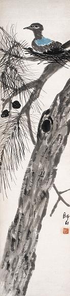 娄师白 松鸟 立轴 设色纸本