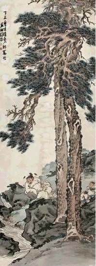 徐操 松下听泉图 立轴 设色纸本