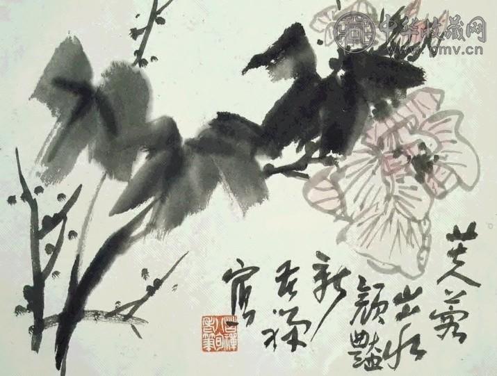 近现代 李苦禅 芙蓉 镜心