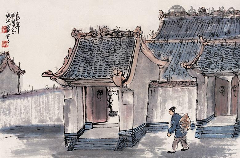 赵望云 1933年作 旅行写意 镜心 设色纸本