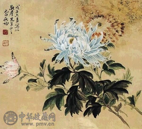 启功 花卉 镜心