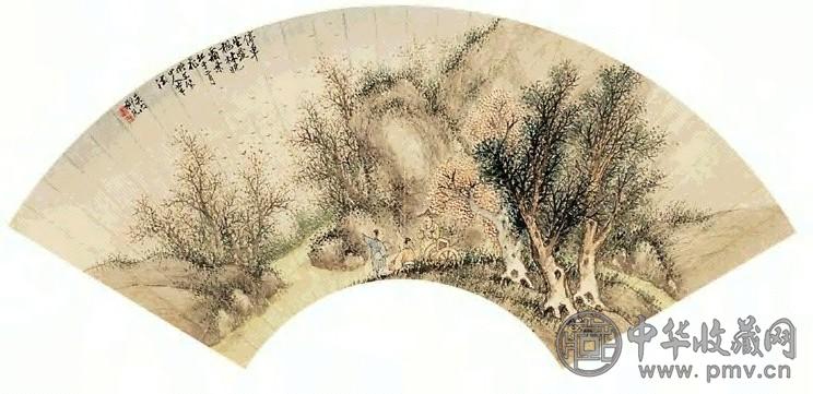 杨柳榖 山水扇面 镜心 设色绢本