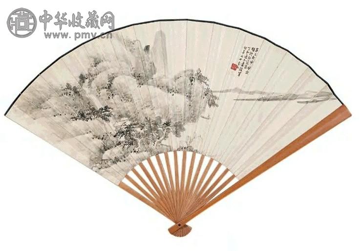 萧俊贤 1941年作 秋江独钓 成扇 水墨纸本