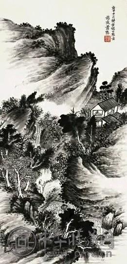 萧愻 庚申(1920年) 山居图 立轴 纸本