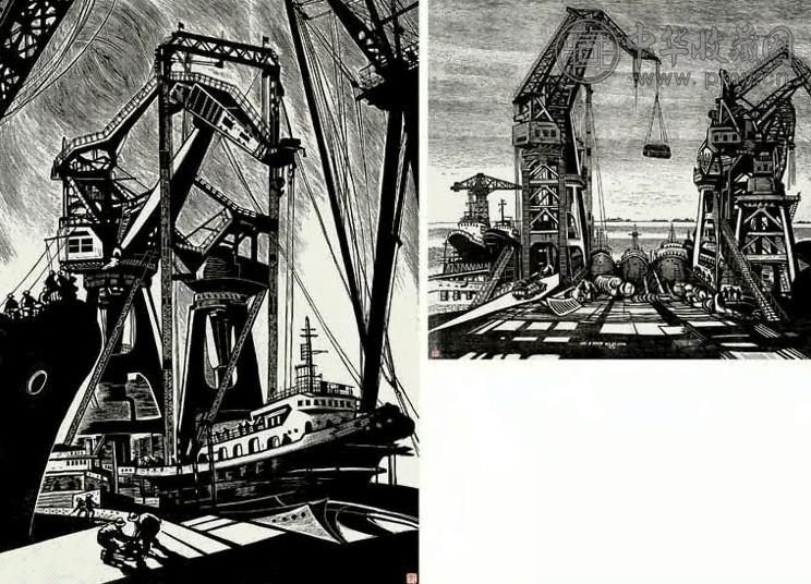 王琦 A.海湾的早 晨3/30、B.铁臂入云霄4/30 纸本木板