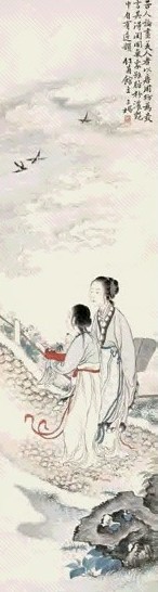 胡锡珪 仕女 立轴