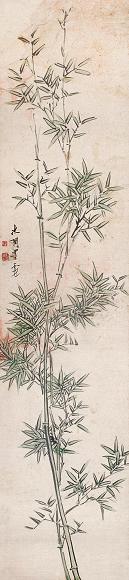 赵之琛 竹图 屏轴 设色纸本