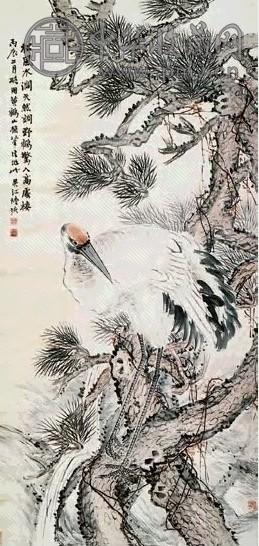 陆恢 松鹤图 立轴 纸本