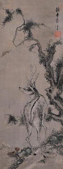 蒋璋 福禄图 立轴 设色纸本