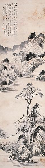 罗洛花 1934年作 春江烟霭 立轴 水墨纸本 收藏资讯|艺术家|书画家|书画名人|书法家-中华收藏网
