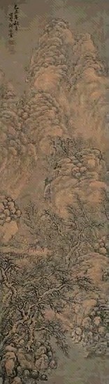 钱恕 雪景山水 立轴 设色纸本