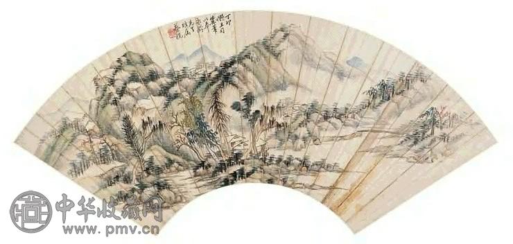 蔡铣 山水 扇面 设色纸本