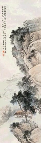 贺天健 戊寅(1938年)作 山水 立轴 设色纸本