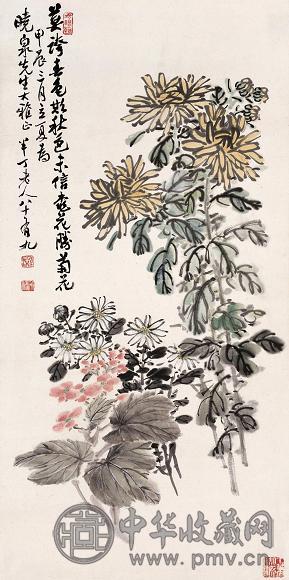 陈半丁 1964年作 傲霜图 立轴 设色纸本