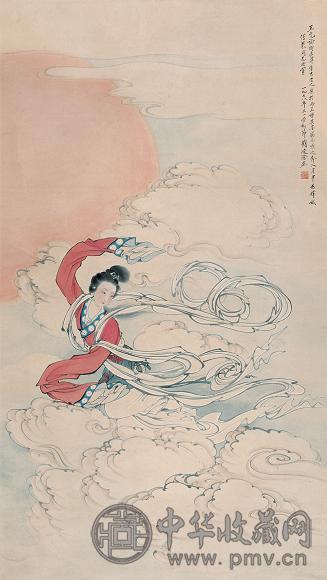 刘凌沧 1978年作 嫦蛾奔月 立轴 设色纸本