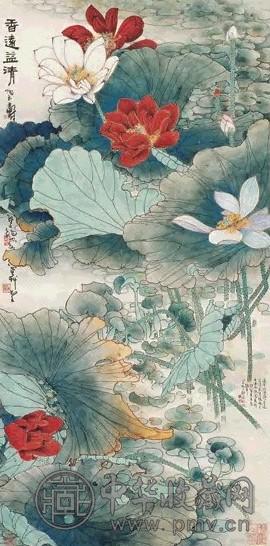 郑乃珖 己未(1979年)作 香远益清 立轴 设色纸本