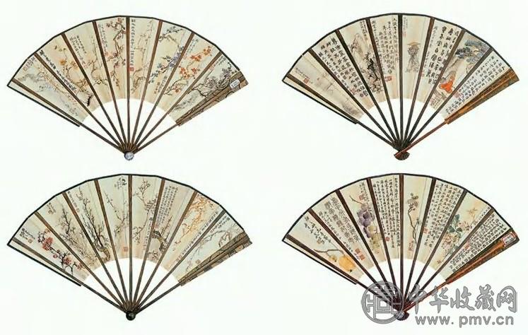 张大千 十六家书梅、杂画 成扇(2件)