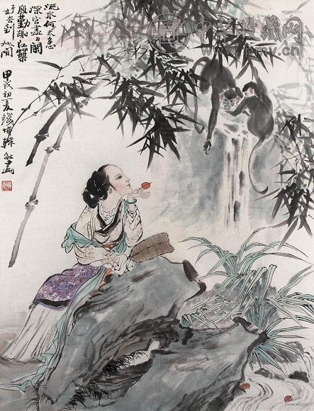韩敏 1994年作 深宫尽日闲 镜心 设色纸本