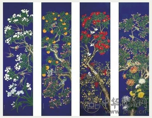 清郎世宁花鸟四屏收藏资讯|艺术家|书画家|书画名人|书法家-中华