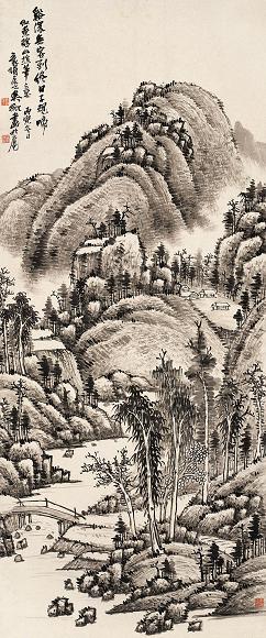 吴徵 1926年作 山高溪深 立轴 水墨纸本