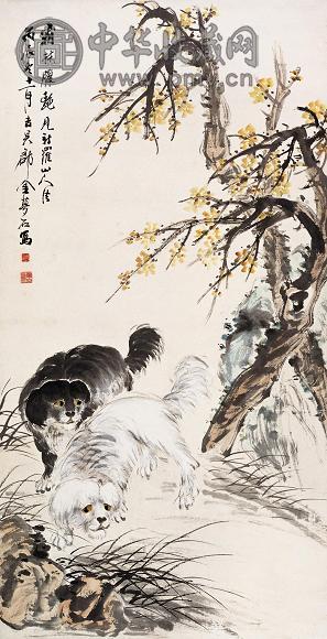 金梦石 1916年作 霜林腊艳图 立轴 设色纸本