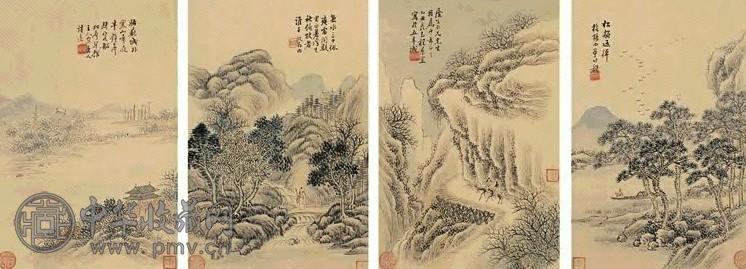 程景宣 乙丑(1925年)作 山水人物(8帧) 镜心 设色纸本