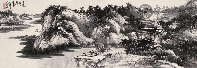 谢稚柳 1972年作 古岳春江图 手卷 水墨纸本