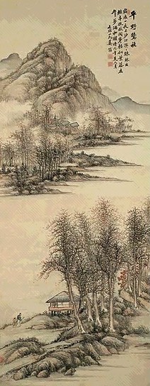 清 姜筠 平野惊秋 轴