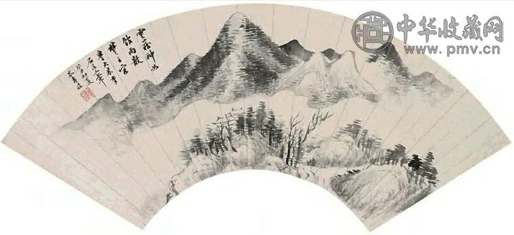 潘恭寿 烟林层峦图 扇面 水墨纸本