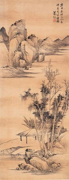 萧谦中 山水 立轴 绢本