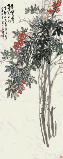 陈半丁 天竺 立轴 设色纸本