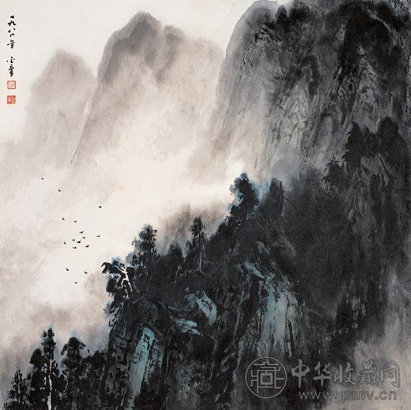 陈金章 云山图 镜心 设色纸本