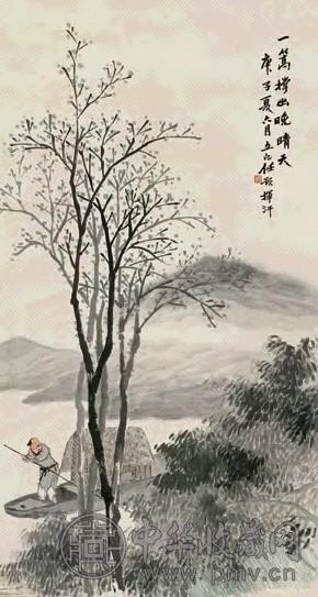 任预 1900年作 渔父图 立轴 设色纸本