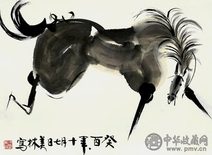 韩美林 1993年作 马 镜心 设色纸本