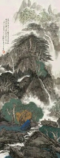 颜梅华 壬午(2002)年作 清溪煮茗 立轴 设色纸本