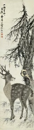 近现代 金梦石 一路登科 轴