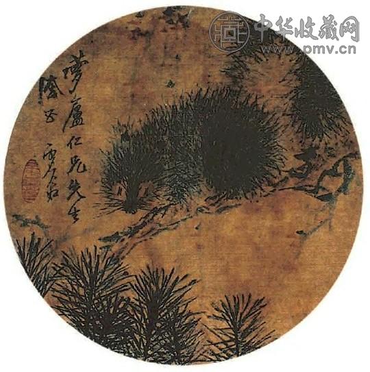 虚谷 松鼠 镜心 水墨绢本