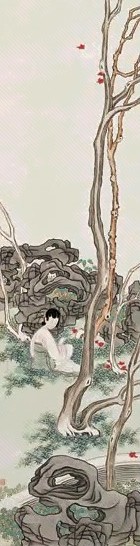 俞明 红叶题诗图 立轴 设色纸本