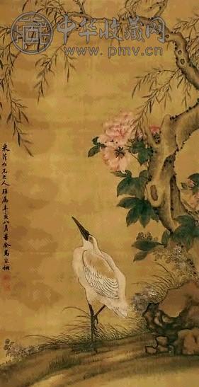 马家桐 花鸟 立轴 设色绢本