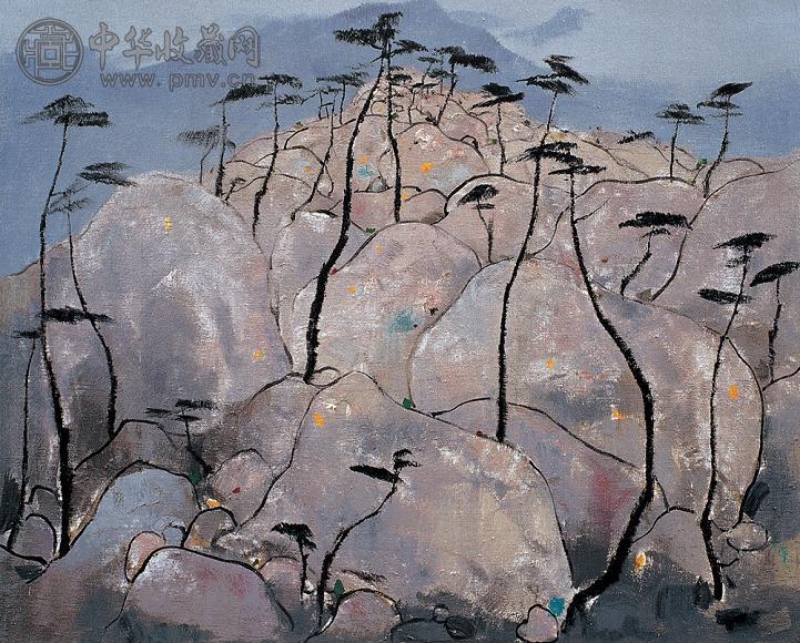吴冠中 1998年作 崂山松石 纸本 版画