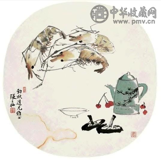 张大壮 时鲜图 立轴 设色纸本