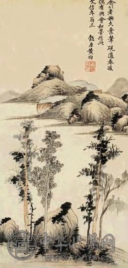 黄均 山水 立轴 设色纸本