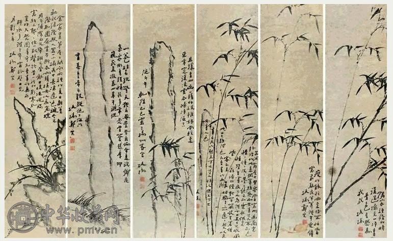 郑板桥 竹石 六条屏