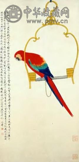 于非闇 近现代 五色鹦鹉 镜心