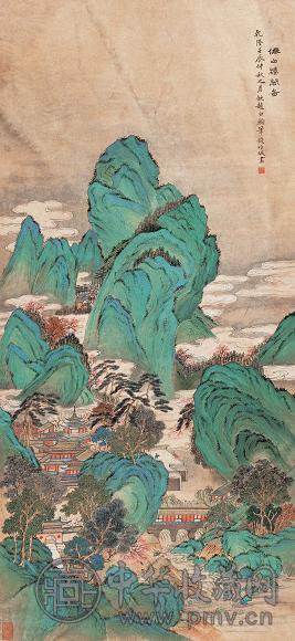 钱维城 仙山楼阁图 立轴 设色纸本